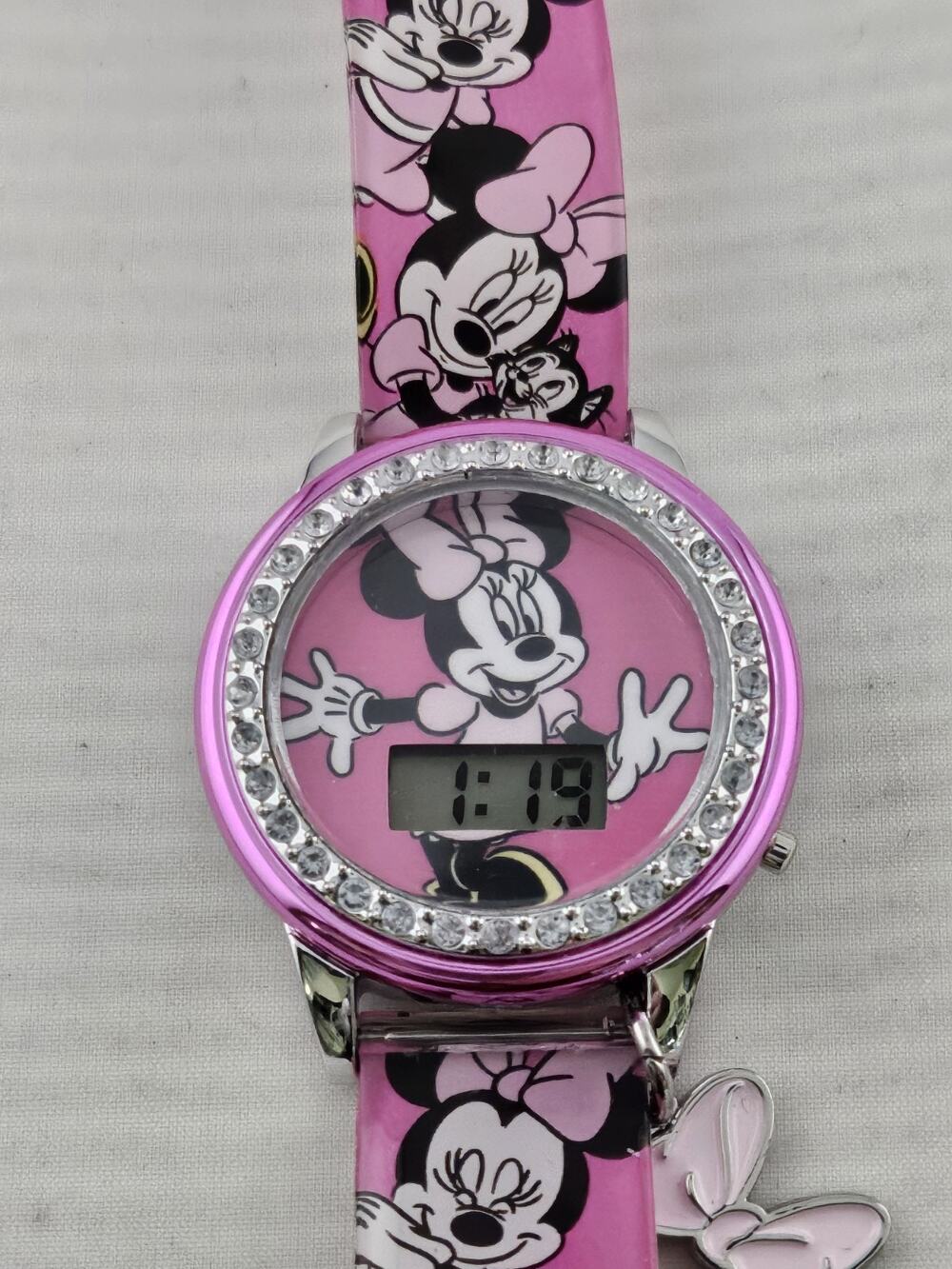Nice Disney Minnie Mouse Digital Watch Flashing Lights New Batteries Runs